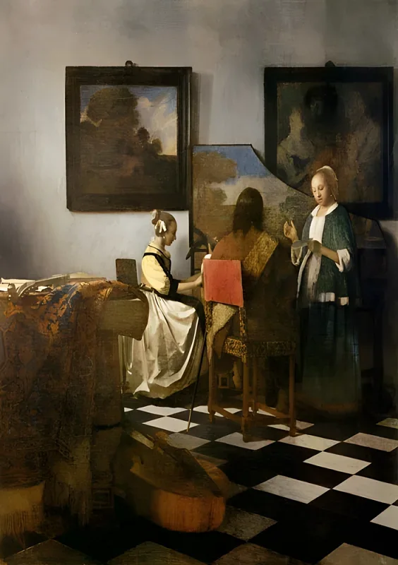 Johannes Vermeer | Das Konzert  - 1665 | Giclée Kunstdruck gerahmt