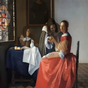 Johannes Vermeer | Das Mädchen mit dem Weinglas - 1660 | Giclée Kunstdruck gerahmt