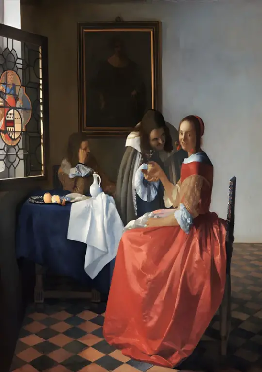 Johannes Vermeer | Das Mädchen mit dem Weinglas - 1660 | Giclée Kunstdruck gerahmt