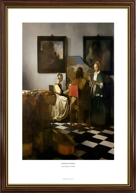 Johannes Vermeer | Koncerten - 1665 | Gallery Edition | Indrammet kunsttryk | Barok