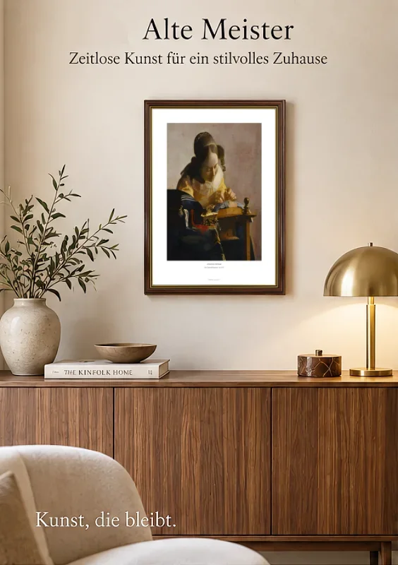 Johannes Vermeer | Kniplingsmageren - 1670 | Gallery Edition | Indrammet kunsttryk | Barok