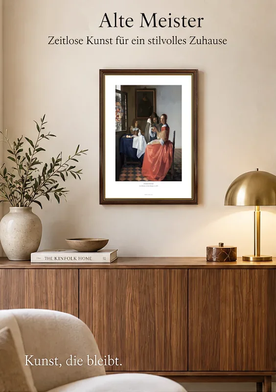 Johannes Vermeer | Pigen med vinglasset - 1660 | Gallery Edition | Indrammet kunsttryk | Barok