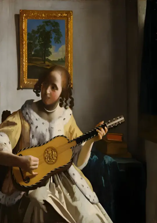 Johannes Vermeer | Guitaristen - 1672 | Indrammet kunsttryk | Barok | formida
