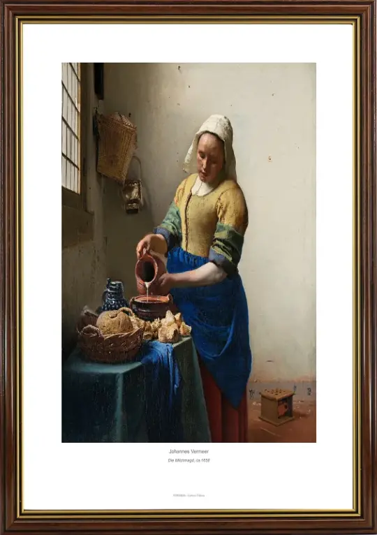 Johannes Vermeer | Die Milchmagd - 1658 | Gallery Edition | Gerahmter Kunstdruck | Barock