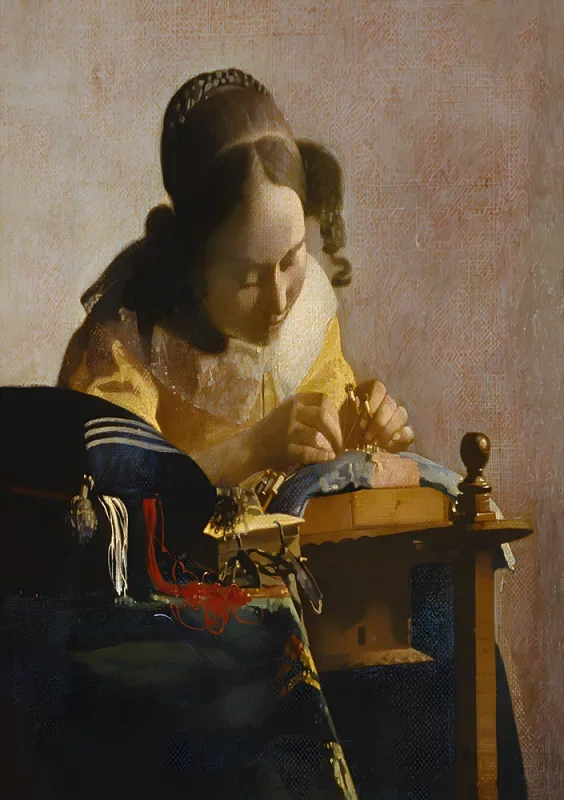 Johannes Vermeer | Die Spitzenklöpplerin - 1670 | Giclée Kunstdruck gerahmt