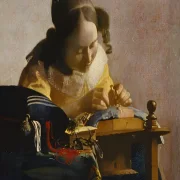 Johannes Vermeer | Die Spitzenklöpplerin - 1670 | Giclée Kunstdruck gerahmt