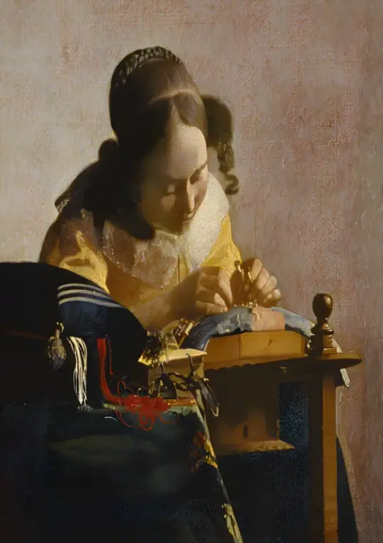 Johannes Vermeer | Die Spitzenklöpplerin - 1670 | Giclée Kunstdruck gerahmt