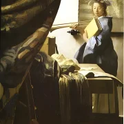 Johannes Vermeer | Der Maler in seinem Atelier - 1665 | Giclée Kunstdruck gerahmt