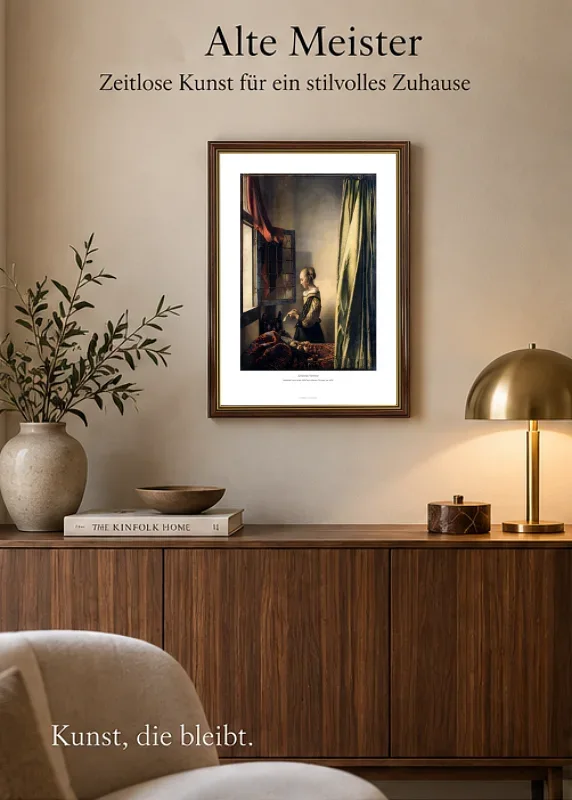 Johannes Vermeer | Pige med brevet ved det åbne vindue - 1458 | Indrammet kunsttryk | Barok