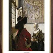 Johannes Vermeer | Officer og grinende pige - 1657 | Indrammet kunsttryk | Barok