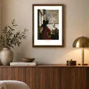 Johannes Vermeer | Officer og grinende pige - 1657 | Indrammet kunsttryk | Barok