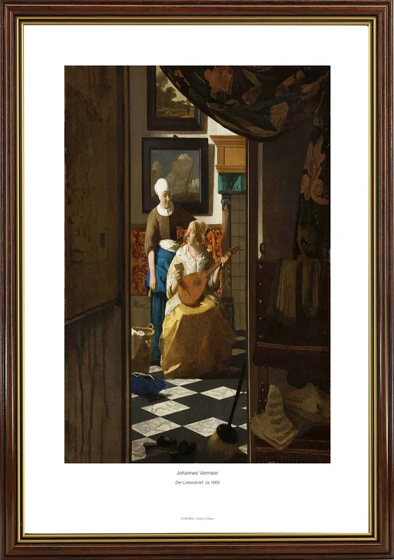 Johannes Vermeer | Der Liebesbrief - 1669 | Gallery Edition | Gerahmter Kunstdruck | Barock