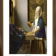 Johannes Vermeer | Frau, die eine Waage hält - 1664 | Gallery Edition | Gerahmter Kunstdruck | Barock