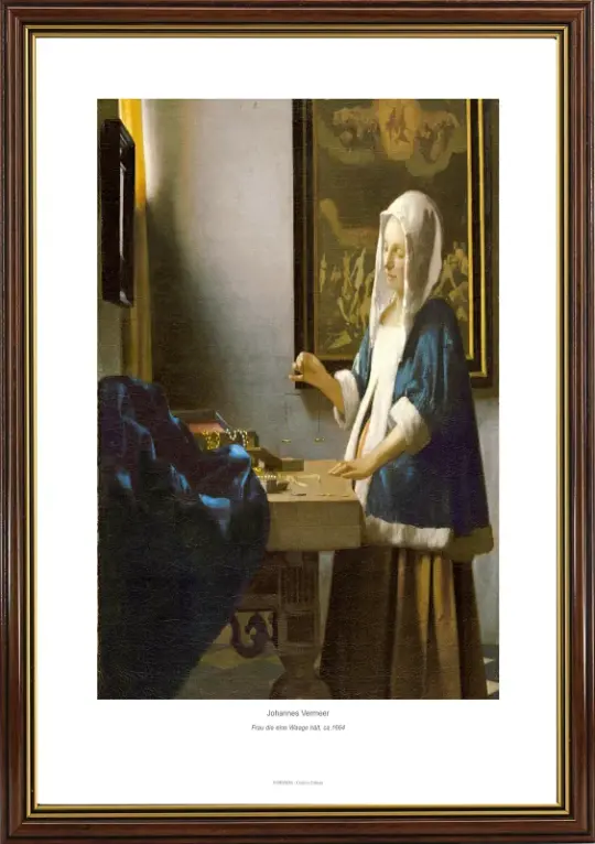 Johannes Vermeer | Kvinde med balance - 1664 | Indrammet kunsttryk | Barok
