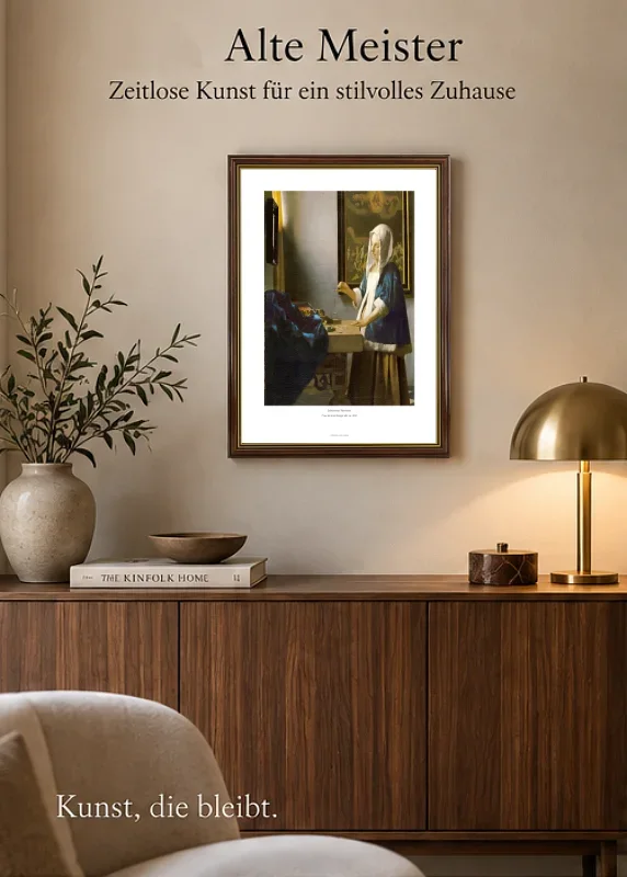 Johannes Vermeer | Frau, die eine Waage hält - 1664 | Gallery Edition | Gerahmter Kunstdruck | Barock