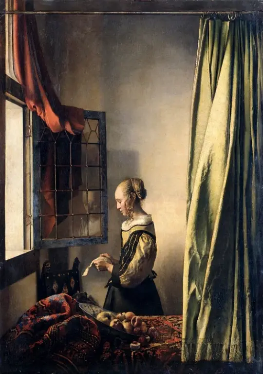 Johannes Vermeer | Pige læser et brev ved et åbent vindue - 1655 | Indrammet kunsttryk | Barok | formida