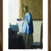 Johannes Vermeer | Kvinde i blåt læser et brev - 1664 | Indrammet kunsttryk | Barok