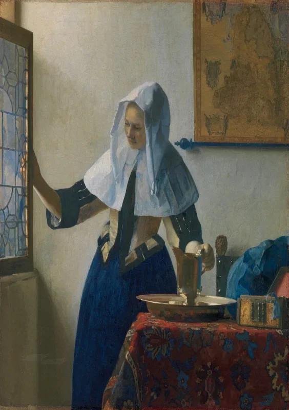 Johannes Vermeer | Frau mit Wasserkrug - 1660 | Giclée Kunstdruck gerahmt