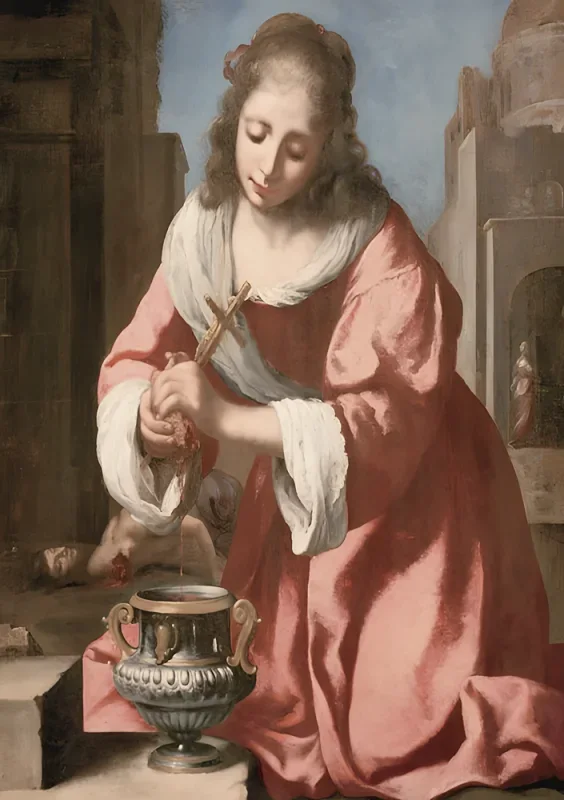 Johannes Vermeer | Die heilige Praxedis - 1655 | Gerahmter Kunstdruck | Barock | formida