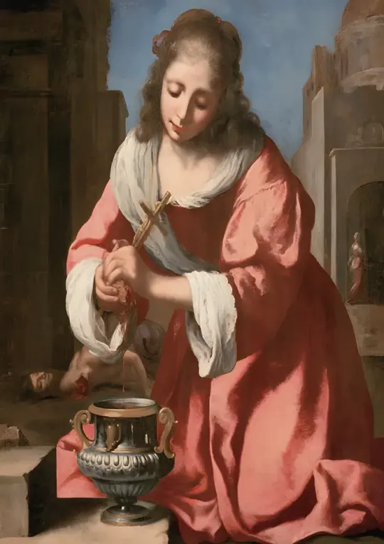 Johannes Vermeer | Die heilige Praxedis - 1655 | Giclée Kunstdruck gerahmt