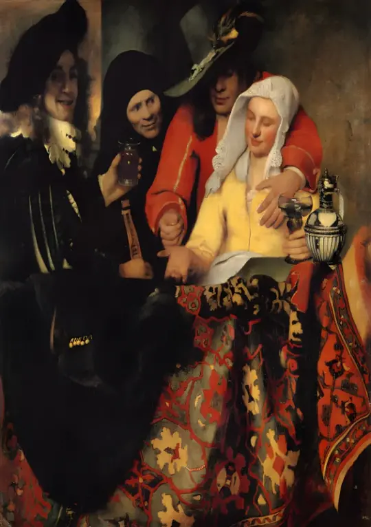 Johannes Vermeer | Die Kupplerin - 1656 | Giclée Kunstdruck gerahmt