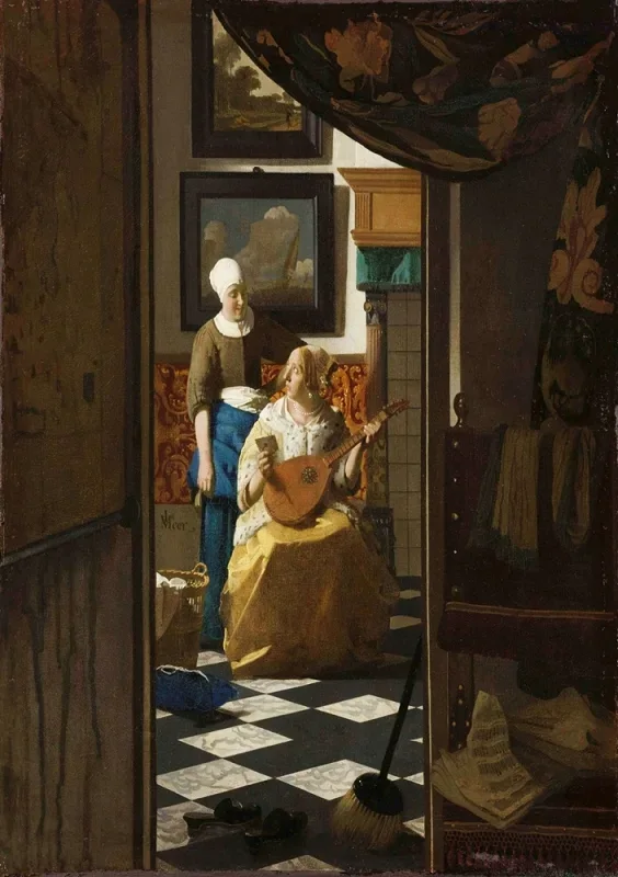 Johannes Vermeer | Der Liebesbrief - 1669 | Giclée Kunstdruck gerahmt