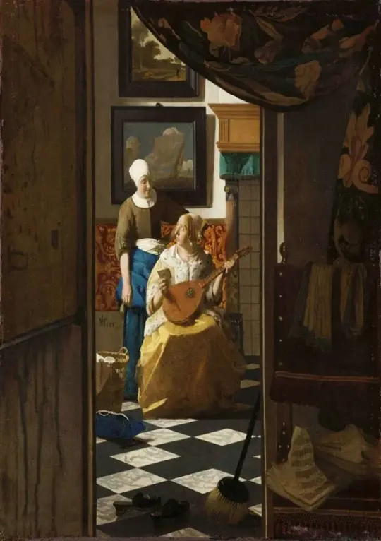 Johannes Vermeer | Der Liebesbrief - 1669 | Giclée Kunstdruck gerahmt
