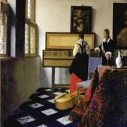 Johannes Vermeer | Dame am Virginal mit einem Herrn - 1663 | Giclée Kunstdruck gerahmt