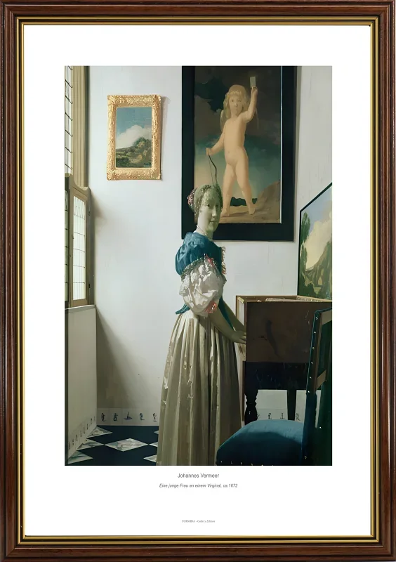 Johannes Vermeer | En ung kvinde på et Virginal - 1672 | Gallery Edition | Indrammet kunsttryk | Barok