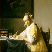 Johannes Vermeer | Dame beim Schreiben eines Briefes - 1665 | Giclée Kunstdruck gerahmt