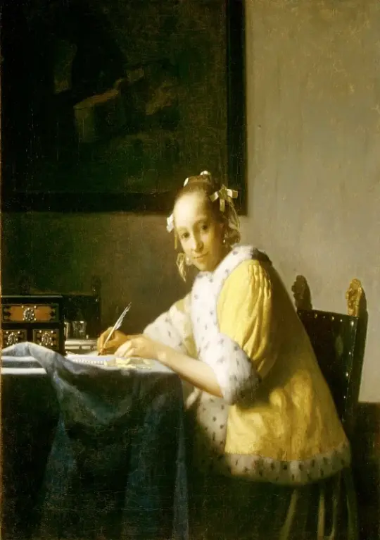 Johannes Vermeer | Dame beim Schreiben eines Briefes - 1665 | Giclée Kunstdruck gerahmt