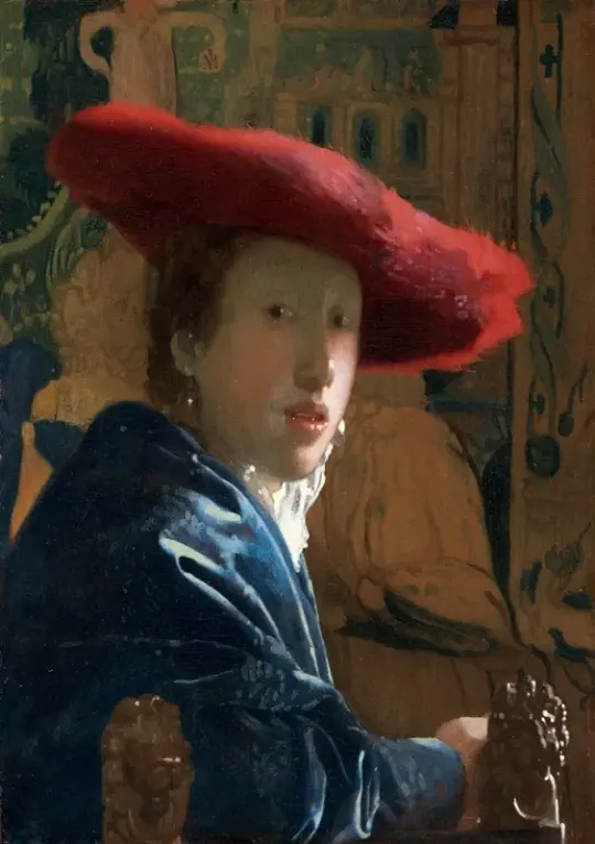 Johannes Vermeer | Mädchen mit dem roten Hut - 1666 | Giclée Kunstdruck gerahmt