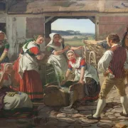 Jörgen Roed | Zeeländische Mädchen an einem Brunnen – 1850 | Gerahmter Kunstdruck | Goldenes Zeitalter Dänemark | formida