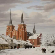 Jörgen Roed | Straße in Roskilde - 1836 | Gerahmter Kunstdruck | Goldenes Zeitalter Dänemark | formida