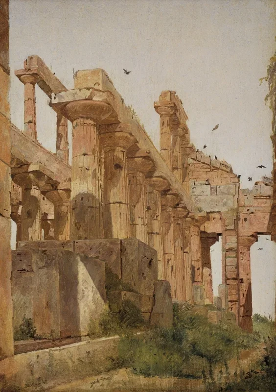 Jörgen Roed | Der Hera-Tempel in Paestum, Italien - 1838 | Gerahmter Kunstdruck | Goldenes Zeitalter Dänemark | formida