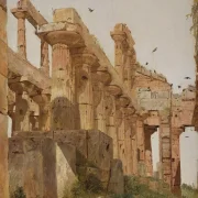 Jörgen Roed | Der Hera-Tempel in Paestum, Italien - 1838 | Gerahmter Kunstdruck | Goldenes Zeitalter Dänemark | formida
