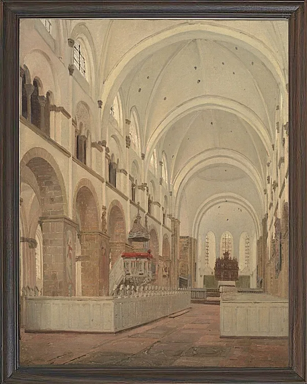 Jörgen Roed – Das Innere der Kathedrale von Ribe 1836  | Giclée Kunstdruck gerahmt
