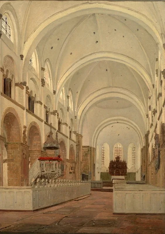 Jörgen Roed | Das Innere der Kathedrale von Ribe – 1836 | Gerahmter Kunstdruck | Goldenes Zeitalter Dänemark | formida