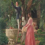 Jörgen Roed – Der Garten mit dem alten Taufbecken 1850  | Giclée Kunstdruck gerahmt