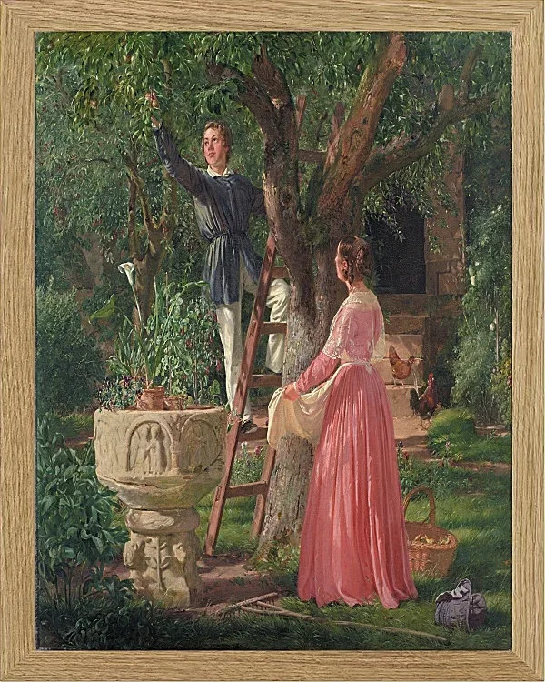 Jörgen Roed – Der Garten mit dem alten Taufbecken 1850  | Giclée Kunstdruck gerahmt