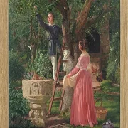 Jörgen Roed – Der Garten mit dem alten Taufbecken 1850  | Giclée Kunstdruck gerahmt