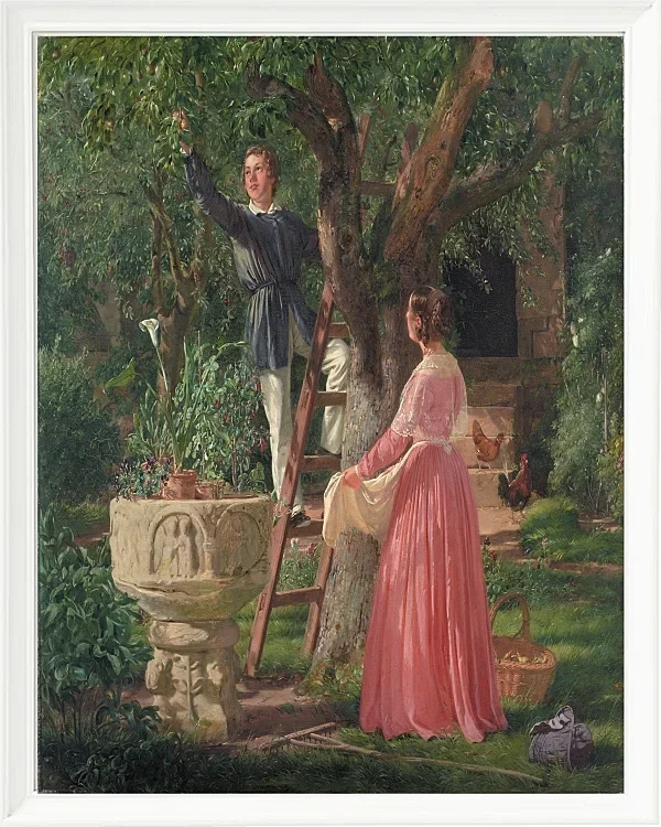 Jörgen Roed – Der Garten mit dem alten Taufbecken 1850  | Giclée Kunstdruck gerahmt