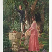 Jörgen Roed – Der Garten mit dem alten Taufbecken 1850  | Giclée Kunstdruck gerahmt