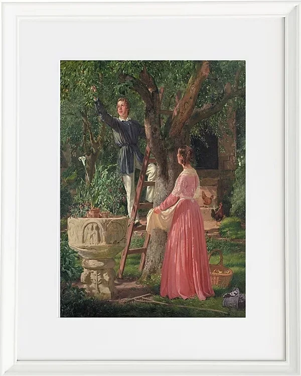 Jörgen Roed – Der Garten mit dem alten Taufbecken 1850  | Giclée Kunstdruck gerahmt
