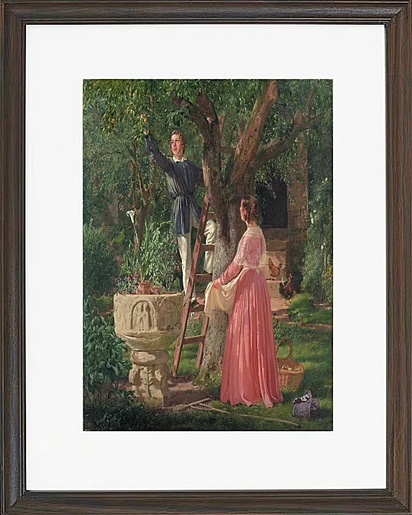 Jörgen Roed – Der Garten mit dem alten Taufbecken 1850  | Giclée Kunstdruck gerahmt