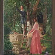 Jörgen Roed – Der Garten mit dem alten Taufbecken 1850  | Giclée Kunstdruck gerahmt