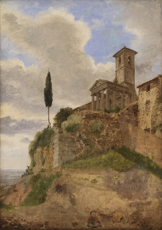 Jörgen Roed | Der Herkules-Tempel in Cori – 1838 | Gerahmter Kunstdruck | Goldenes Zeitalter Dänemark | formida