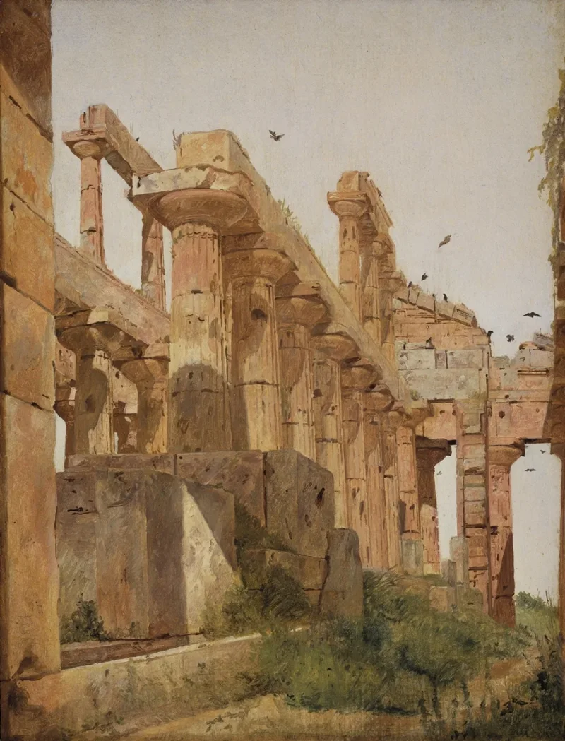 Jörgen Roed – Der Hera-Tempel in Paestum, Italien 1838  | Giclée Kunstdruck gerahmt