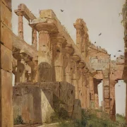 Jörgen Roed – Der Hera-Tempel in Paestum, Italien 1838  | Giclée Kunstdruck gerahmt