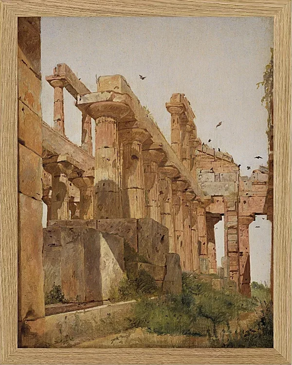 Jörgen Roed – Der Hera-Tempel in Paestum, Italien 1838  | Giclée Kunstdruck gerahmt